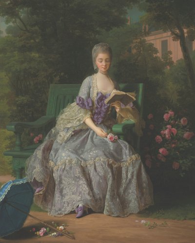 Portrait de Marie Thérèse Louise de Savoie, princesse de Lamballe (1749-1792), assise en pied, en robe lilas - Jean Baptiste Charpentier the Elder