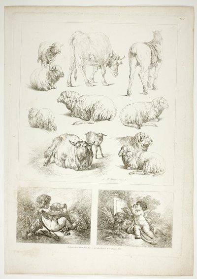 Planche huit de 38 des Oeuvres de J. B. Huet - Jean Baptiste Huet