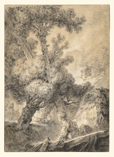 Berger et bergère dans un paysage bucolique - Jean Baptiste Huet