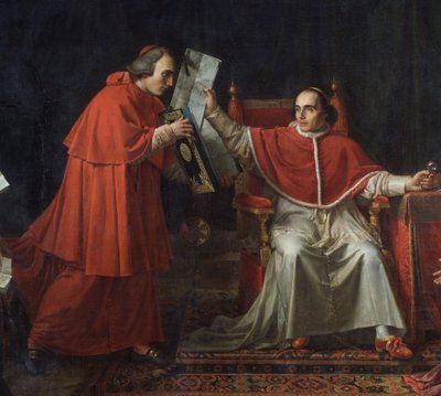 Signature du Concordat entre la France et le Saint-Siège, par le pape Pie VII (1742 - 1823), le 15 août - Jean Baptiste Joseph Wicar