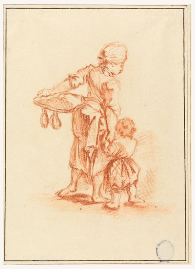 Dessin, une femme guidant un enfant, 1750-75 - Jean Baptiste Le Prince
