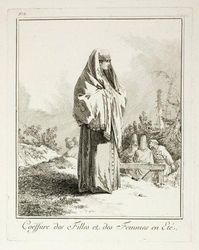 Coiffure pour filles et femmes en été, planche trois de Divers Habillements des Peuples du Nord - Jean Baptiste Le Prince