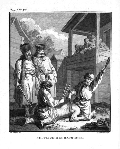 Punition avec batogs. De Voyage en Sibérie, 1766 - Jean Baptiste Le Prince