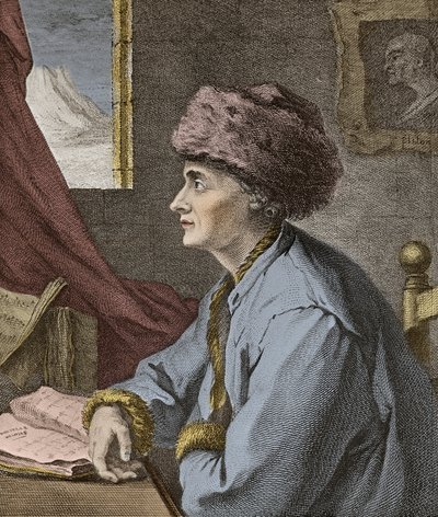 Jean-Jacques Rousseau écrivain et philosophe français à Neuchâtel en 1765 (gravure de J.B. Michel) - Jean Baptiste Michel