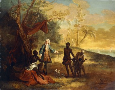 Des quatre parties du monde - Afrique : Un marchand européen troquant avec un chef noir, 1724 - Jean Baptiste Oudry