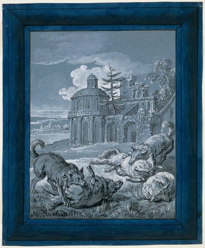Les loups attaquent les moutons ("Rein de Trop II") - Jean Baptiste Oudry