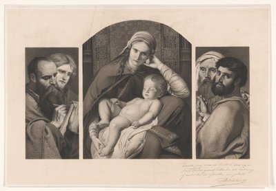 Triptyque : Marie avec le Christ sur ses genoux, et deux groupes de deux apôtres - Jean Baptiste Pierre Michiels (signed by artist)