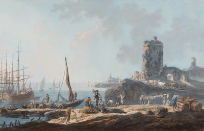 Scène portuaire par temps calme - Jean Baptiste Pillement