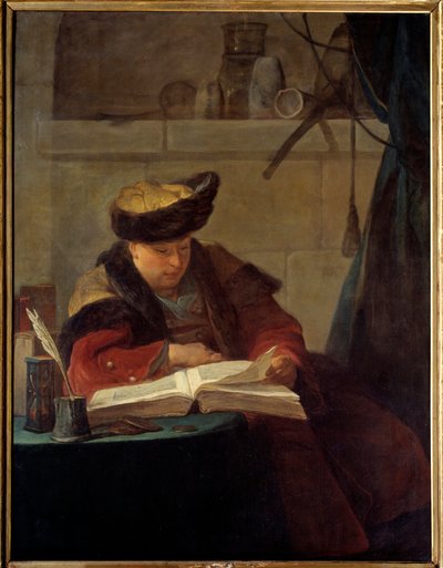 Un chimiste dans son laboratoire ou un philosophe occupé à sa lecture - Jean Baptiste Simeon Chardin