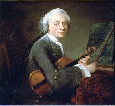 Le Jeune Homme au Violon, vers 1738. Portrait de Charles Théodose Godefroy. Huile sur toile par Jean Baptiste Simeon Chardin (1699 - 1789). Paris, Musée du Louvre. - Jean Baptiste Simeon Chardin