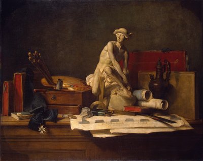 Français :  Nature morte avec des attributs des Arts Still Life with Attributes of the Arts - Jean Baptiste Simeon Chardin