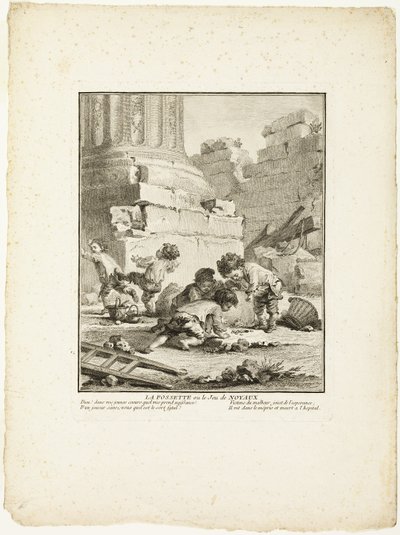 La Fossette, ou Le Jeu des Pierres, extrait des Jeux des Urchins de Paris - Jean Baptiste Tilliard I