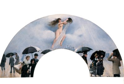 Allégorie de la pluie, peint comme éventail - Jean Beraud