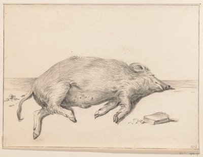 Cochon couché, vers la droite - Jean Bernard