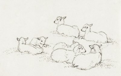Six agneaux couchés (1820) - Jean Bernard