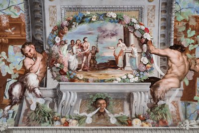 Bacchus, avec ses vieilles nourrices et un satyre, demande à Médée appuyée contre une colonne de rajeunir les femmes - Jean Boulanger