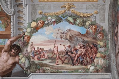 Un des quarante et un panneaux avec des scènes qui narrent les événements de Bacchus - Jean Boulanger