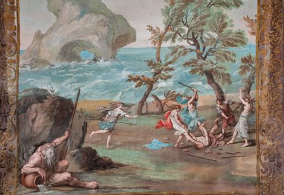 Les bacchantes tuent Orphée avec des pierres et des bâtons pour avoir refusé de chanter les louanges de Bacchus - Jean Boulanger