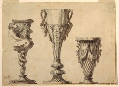 Conception pour un chandelier, une coupe et un vase - Jean Charles Delafosse