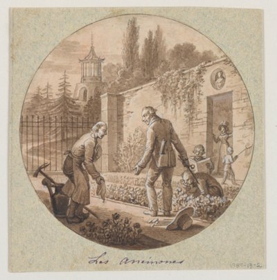Conception pour une assiette en porcelaine peinte, Les Anémones pour le Service de la Culture des Fleurs - Jean Charles Develly
