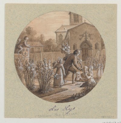 Conception pour une assiette en porcelaine peinte, Les Lys du Service de la Culture des Fleurs - Jean Charles Develly