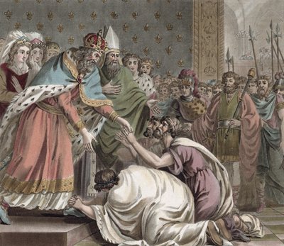 Charlemagne (742-814) reçoit les ambassadeurs de l