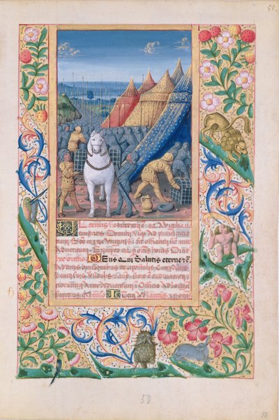 Ms Lat. Q.v.I.126 f.52 Assyriens désertant leur camp dans la panique, du 
