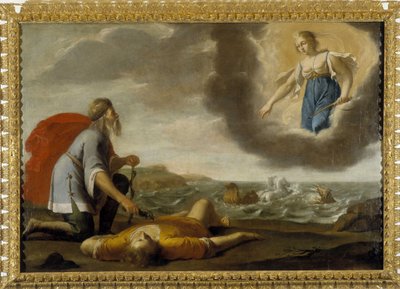 Esculape ressuscitant Hippolyte : fils de Thésée mort ressuscité par Esculape sous le regard d