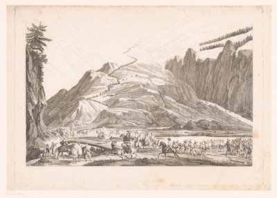 Paysage montagneux avec cavalerie en voyage - Jean Duplessis Bertaux (attributed to)