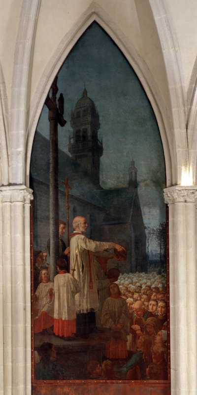 Prédication de Michel le Nobletz (1577-1652) devant une église en Bretagne - Fresque, Cathédrale Saint-Corentin, Quimper - Jean Edouard Dargent
