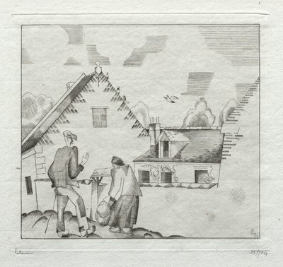 Villageois, bavardage - Jean Emile Laboureur