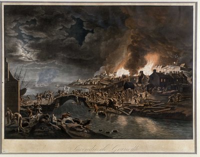 Granville en flammes assiégée par les Vendéens, d