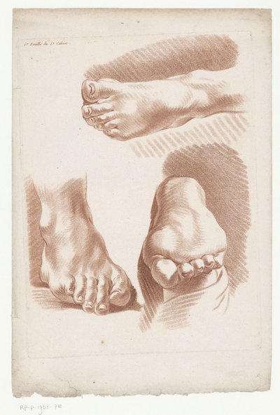 Trois pieds dans différentes positions (Cinquième Cahier de Principes de Dessein) - Jean Francois Janinet