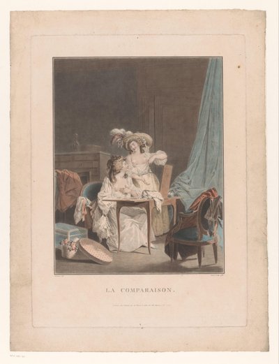 Deux femmes aux seins nus devant un miroir - Jean Francois Janinet