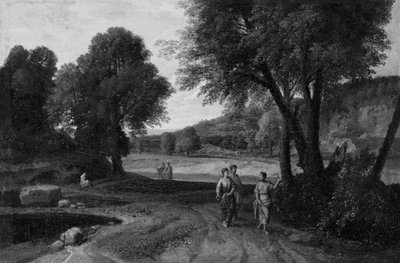 Paysage classique avec deux femmes et un homme sur un chemin - Jean Francois Millet