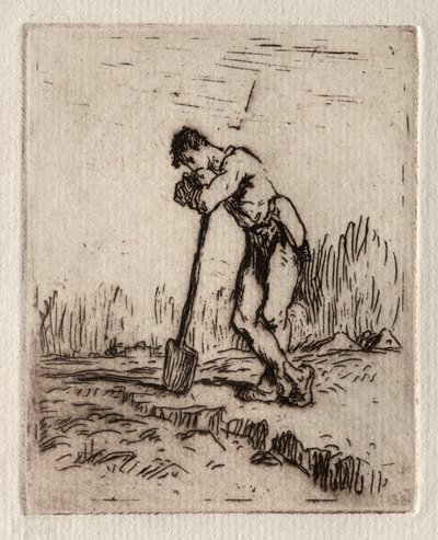 Homme appuyé sur une bêche - Jean Francois Millet