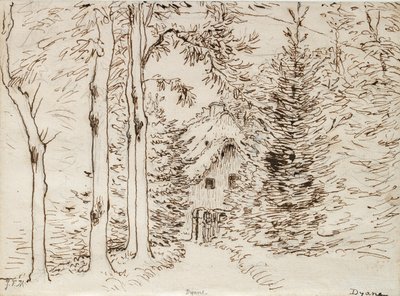 Sentier à travers les bois vers une maison au toit de chaume, 1866 - Jean Francois Millet