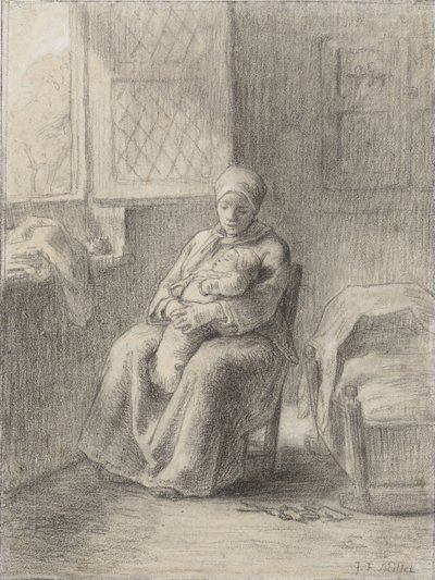 Femme assise avec un bébé près d