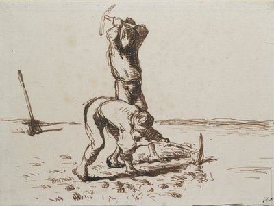 Deux paysans creusant avec des pioches, vers 1844-1846 - Jean Francois Millet