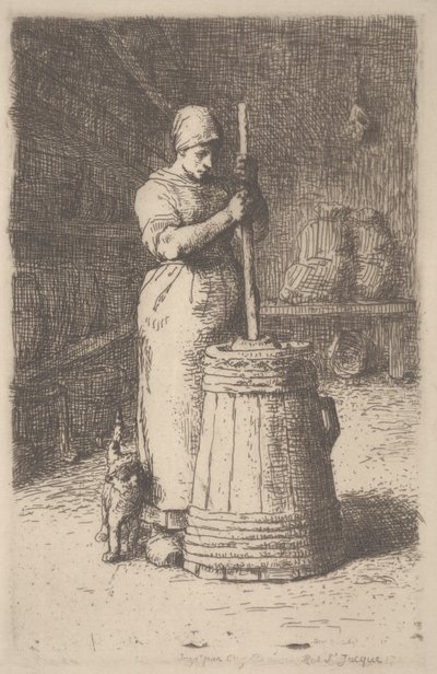 Femme barattant du beurre, vers 1855-56 - Jean Francois Millet