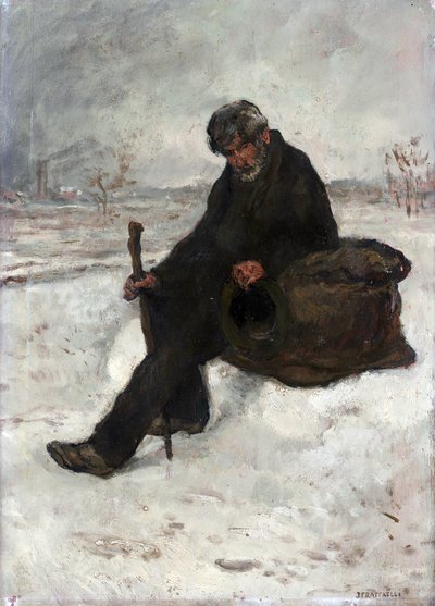 Un philosophe, Cheminot dans la neige - Jean Francois Raffaelli