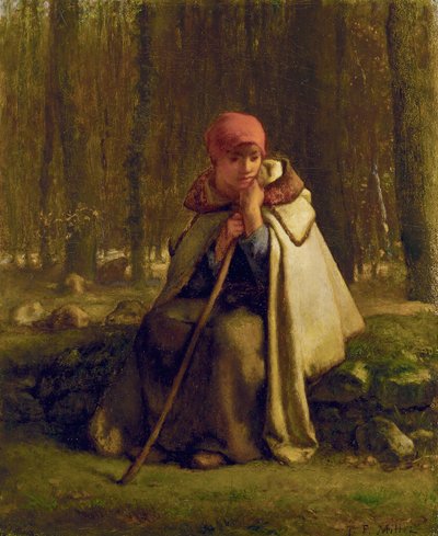 Français :  Bergère assise Seated Shepherdess - Jean-Francois Millet