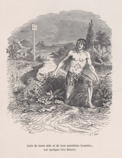 Loin de toute aide et sans pantalon, sur une rive déserte des Petites Misères de H... - Jean Ignace Isidore Gérard