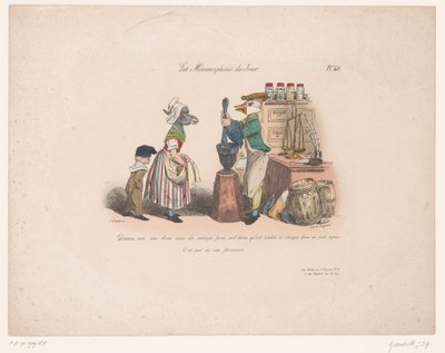 Ânesse commandant à un canard dans une épicerie - Jean Ignace Isidore Gérard Grandville
