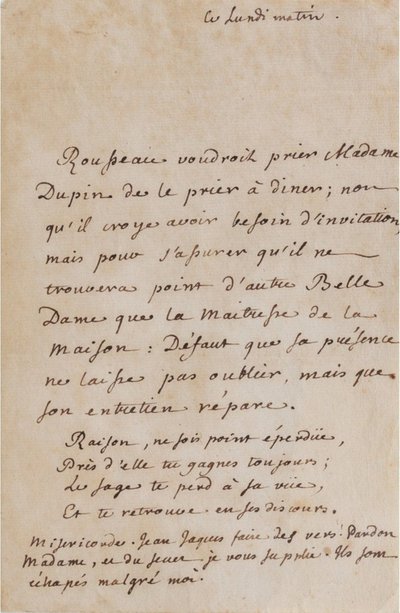 Correspondance Jean-Jacques Rousseau et Louise Dupin (vers 1754) (A05) - Jean Jacques Rousseau
