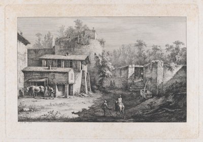 Paysage avec maréchal-ferrant, vue de Terrebasse, France - Jean Jacques de Boissieu