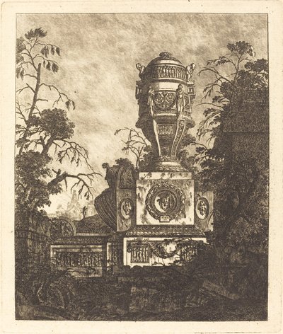 Vase soutenu par une base avec trois visages grotesques - Jean Laurent Legeay