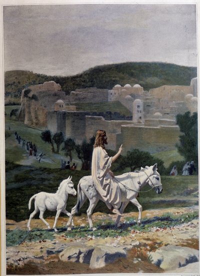 Entrée du Christ à Jérusalem le jour des Rameaux. Gravure d