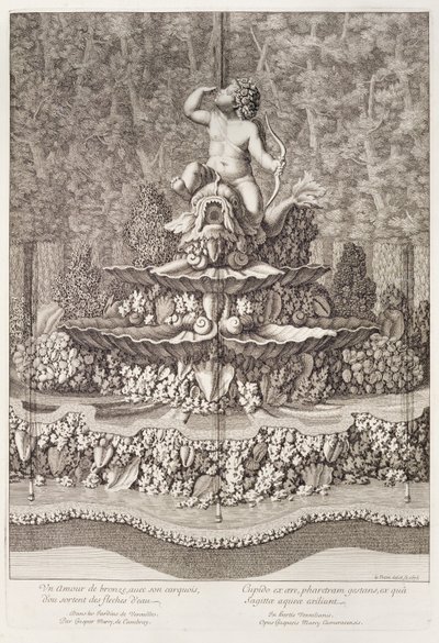 Fontaine avec cupidon par Gaspar Marcy à Versailles, 1676 - Jean Lepautre