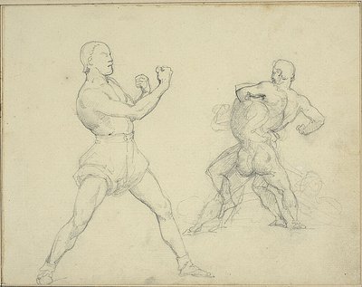 Boxeur face à la droite et deux hommes qui luttent - Jean Louis André Théodore Géricault